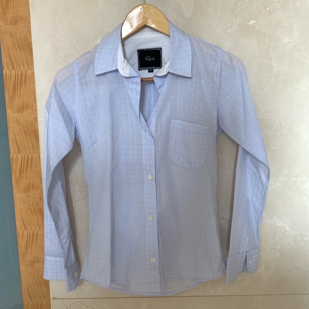 Rails Light Blue Checked Button Down Shirt - image 1